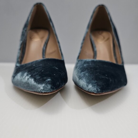 Sam Edelman Hazel Heel Pump Pointed Toe Stiletto Teal Velvet Size 8 NEW - Picture 6 of 14